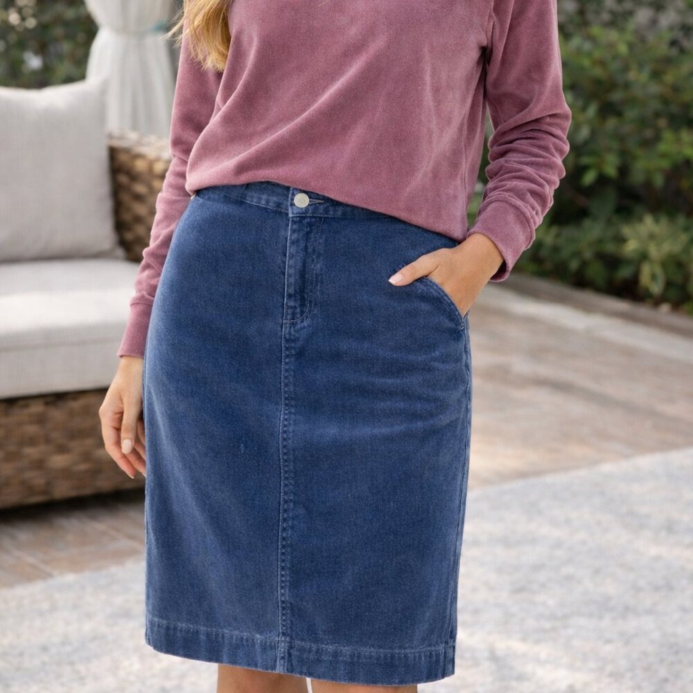 Be Girl Size Medium corduroy Blue Denim Jean Skirt Minimalist cabincore cozy